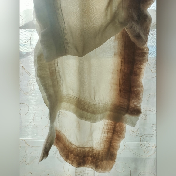 Unique Handmade Silk Merino Wool Designer Scarf 83" Christa Louise - Picture 6 of 10